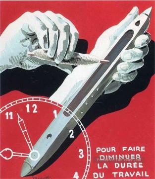 ルネ・マグリット Painting - ベルギーの繊維労働者センターが労働時間を削減するためのポスターのプロジェクト 1938年 ルネ・マグリット